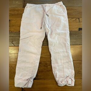 Michael Stars 100% Linen Light Pink Drawstring Joggers Size L